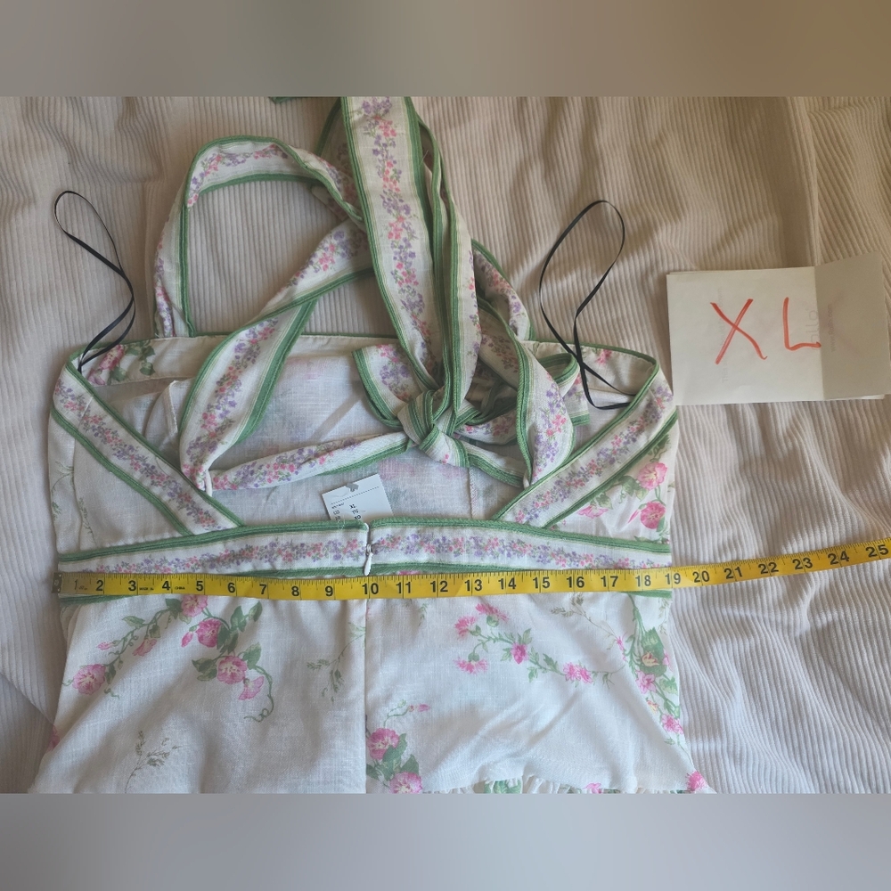 H&M Lovely Long FLORAL Back Tie-detail Midi Dress Floral Cream Floral BNWT - Picture 10 of 16